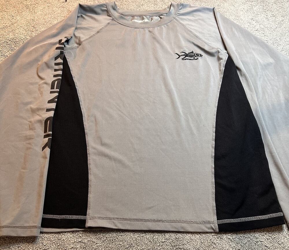Tormenter Youth XL Long Sleeve Fishing Shirt Gray Black SPF 50 Performance Guard